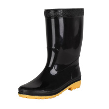 Good quality outdoor fashion men gumboots rubber leather gumboot rain boots